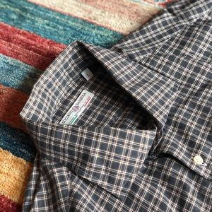 Luciano Barbera Grey Plaid Sport Shirt size L